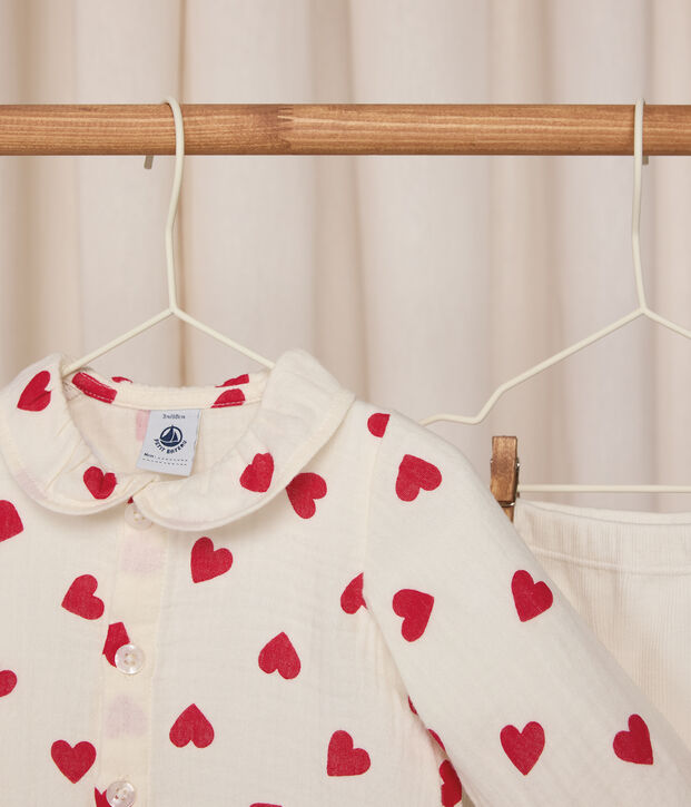 Babies' 2-piece long cotton outfit, with a printed blouse and leggings multicolor