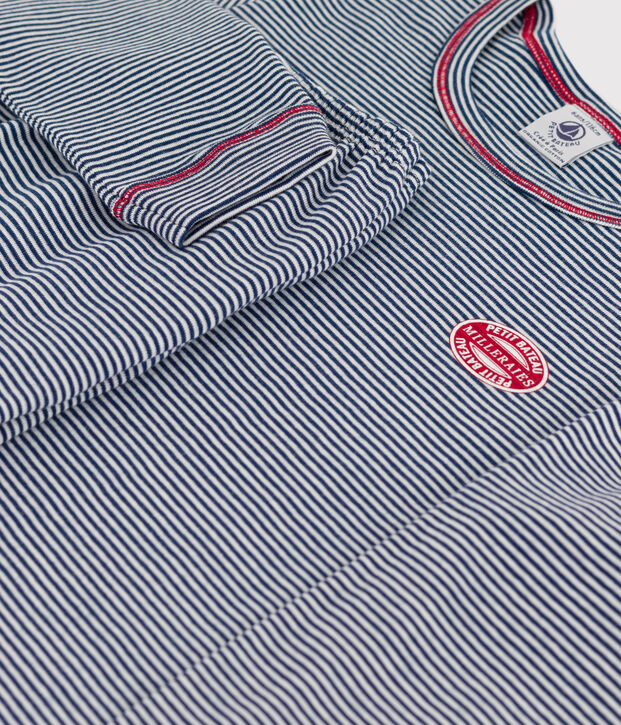 Boys' Pinstriped Cotton Pyjamas blue/white