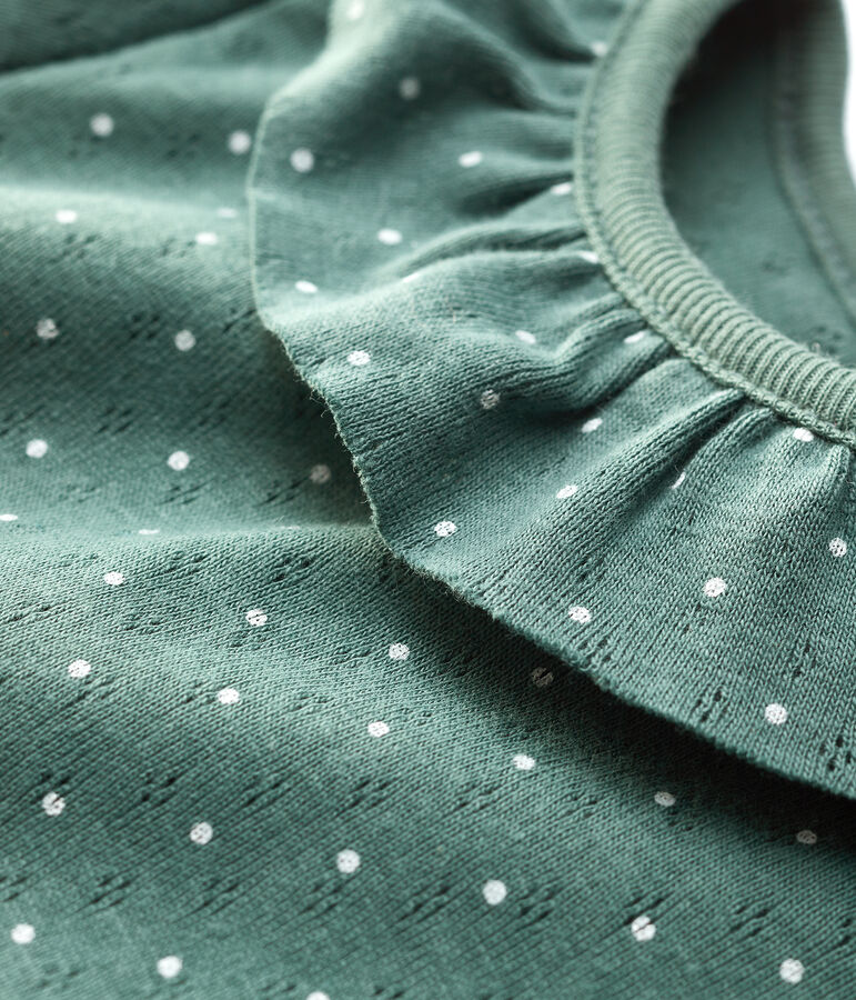 Baby Girls' Cotton Blouse with Ruff green/white