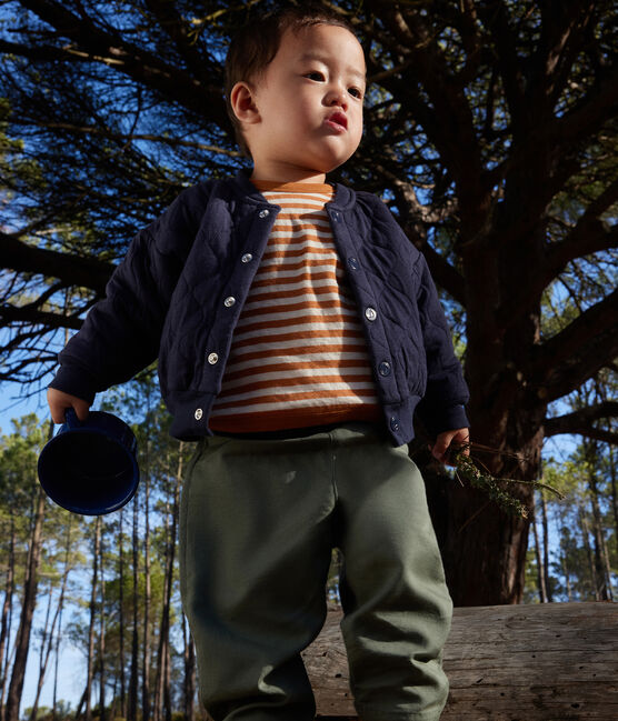 Babies' Long-Sleeved Tube Knit T-Shirt ECUREUIL /AVALANCHE