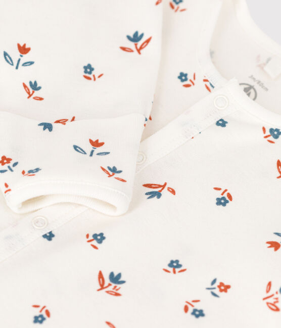 Babies' Cotton Jumpsuit/Sleeping Bag MARSHMALLOW white/MULTICO white
