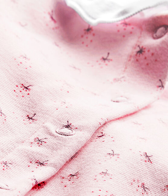 Baby girls' sleepsuit and its newborn hat VIENNE pink/MULTICO white