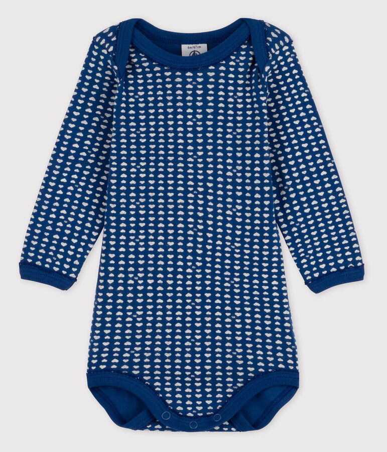 Baby Girls' Long-Sleeved Bodysuit blue/white