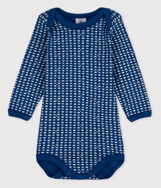 Baby Girls' Long-Sleeved Bodysuit MAJOR blue/ECUME white