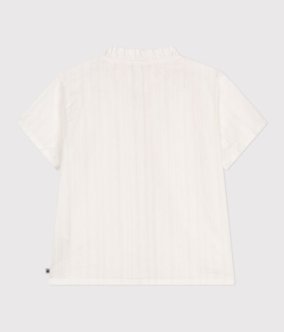 Children's plain short-sleeved cotton blouse ECUME white