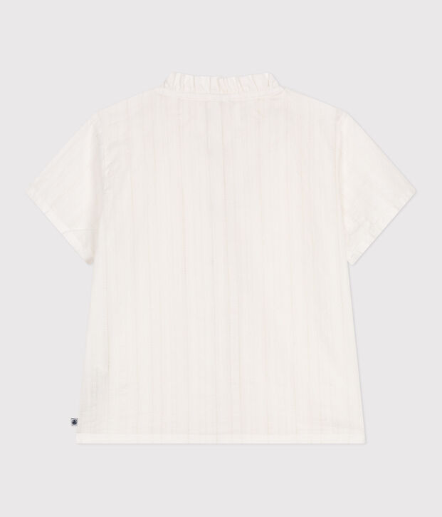 Children's plain short-sleeved cotton blouse white