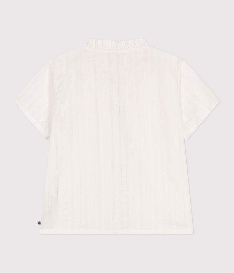 Children's plain short-sleeved cotton blouse white