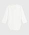 Babies' body with an embroidered collar and a message on the chest MARSHMALLOW /ADRIATIC