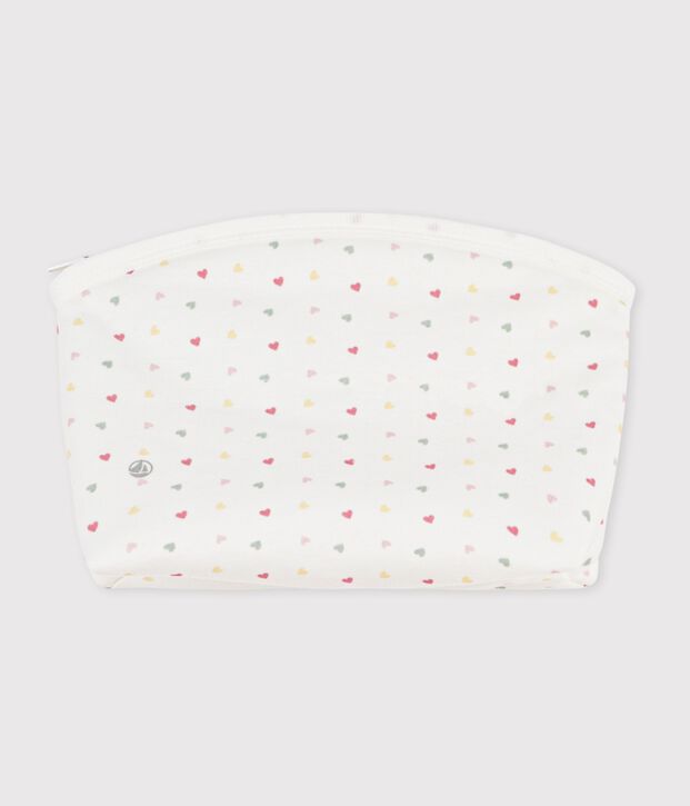 Babies' small heart-print cotton bag white/multicolor