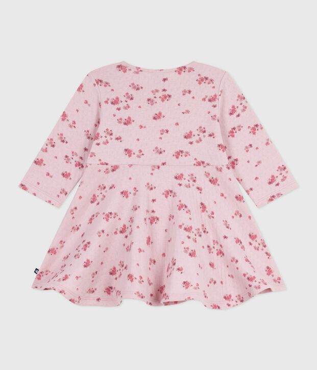 Babies' long sleeved floral-print cotton dress pink/multicolor