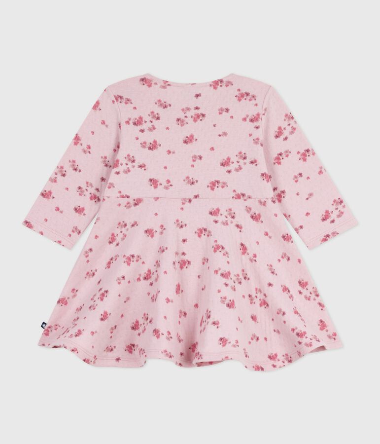 Babies' long sleeved floral-print cotton dress pink/multicolor