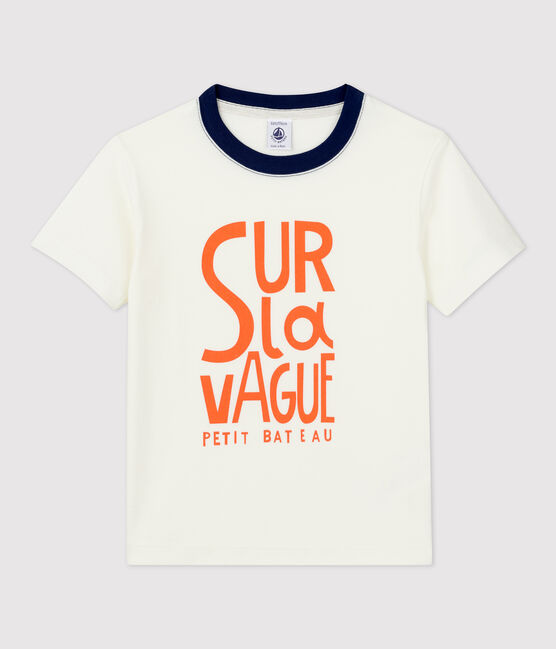 Boys' Short-Sleeved Cotton T-Shirt MARSHMALLOW white