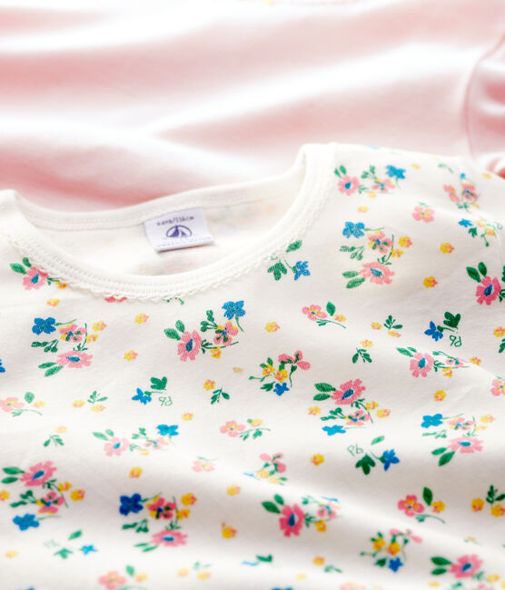 Girls' Short-Sleeved Floral Print Organic Cotton T-Shirts - 2-Pack variante 1