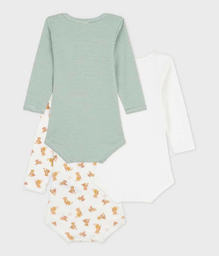 Pack of babies' long-sleeved leopard-print cotton bodies multicolor