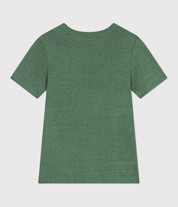 Women's short-sleeved linen T-shirt green