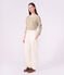 Women's long-sleeved cotton Breton top beige/white
