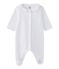 Baby girls' velour sleepsuit ECUME white