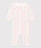 Babies' Heart Patterned Fleece Jumpsuit MARSHMALLOW white/PEPS red