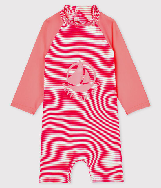 Unisex Eco-Friendly Full Body Swimsuit GEISHA pink/MARSHMALLOW white
