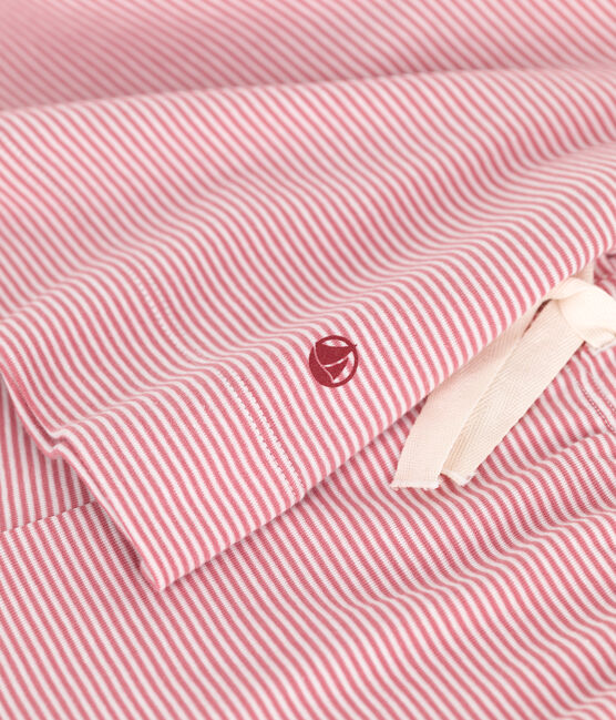 Women's stripy cotton short pyjamas ROSEWOOD pink/MARSHMALLOW