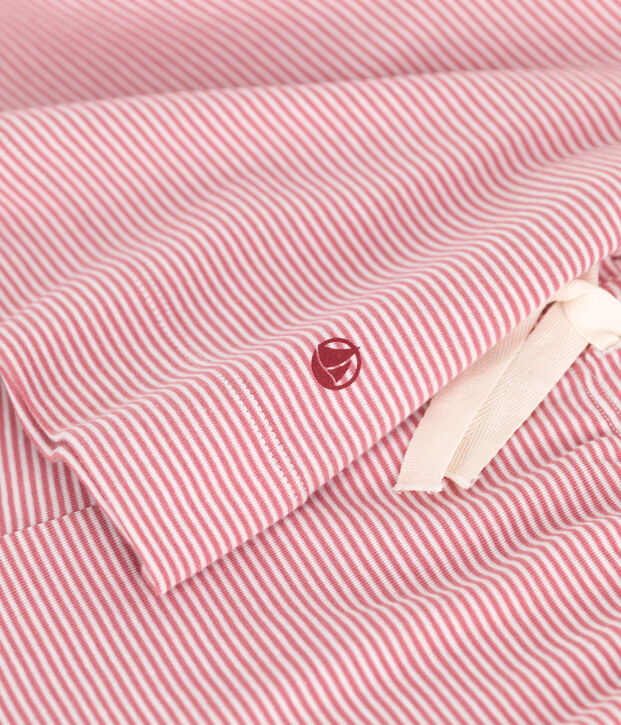 Women's stripy cotton short pyjamas pink/white