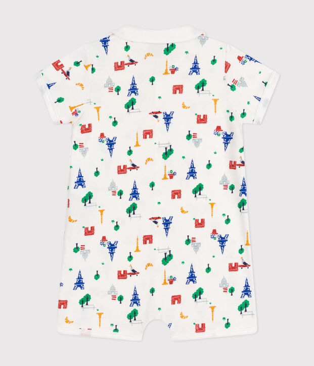 Babies' Short Cotton Playsuit white/multicolor