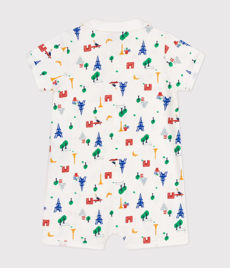 Babies' Short Cotton Playsuit MARSHMALLOW white/MULTICO white