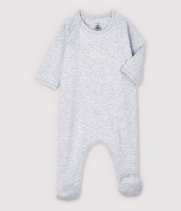 Babies' Marled Grey Organic Cotton Sleepsuit grey
