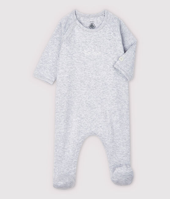 Babies' Marled Grey Organic Cotton Sleepsuit POUSSIERE CHINE grey