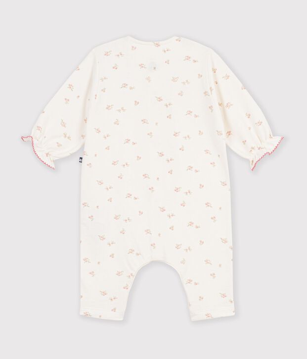 Combinaison b&eacute;b&eacute; en coton &agrave; volants imprim&eacute;e &agrave; fleurs Ecru/multicolor