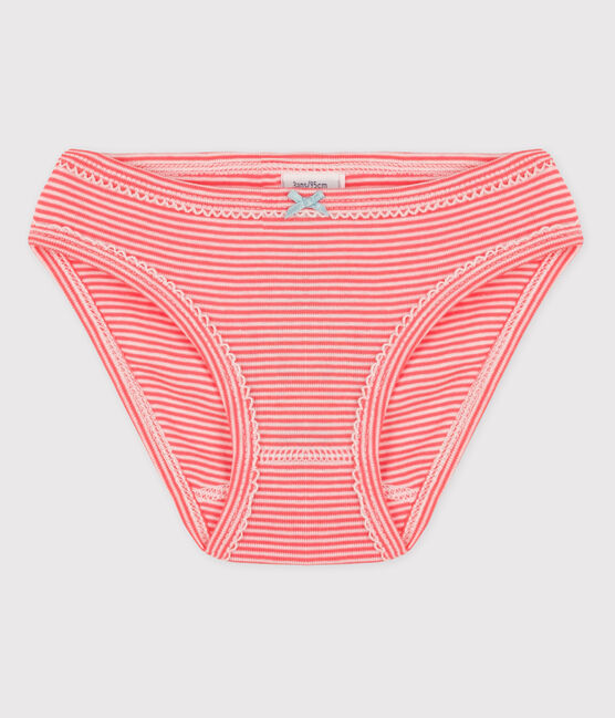 Girls' Cotton Briefs PEACHY pink/MARSHMALLOW white