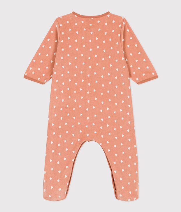 Babies' Patterned Velour Pyjamas pink/white