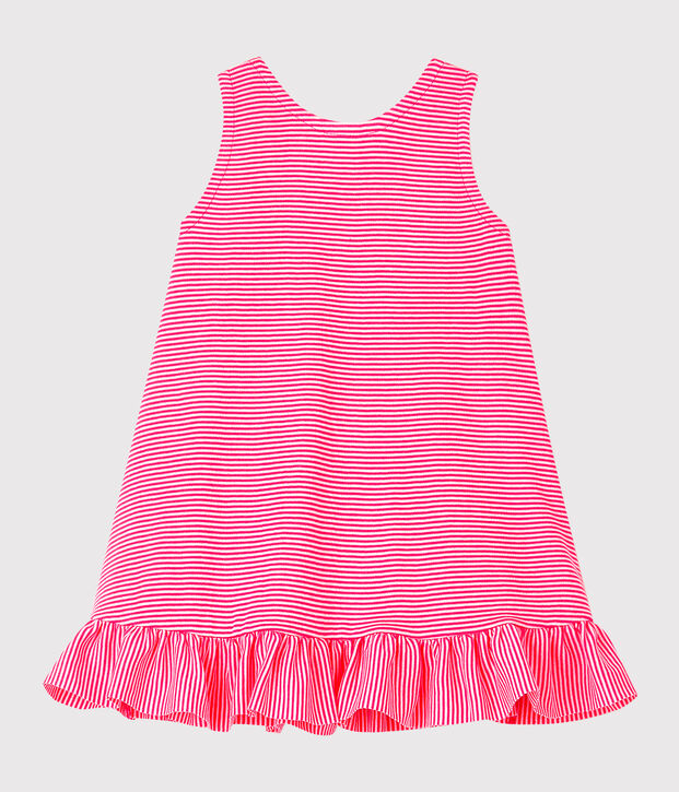 Baby girl's sleeveless knit dress pink/white