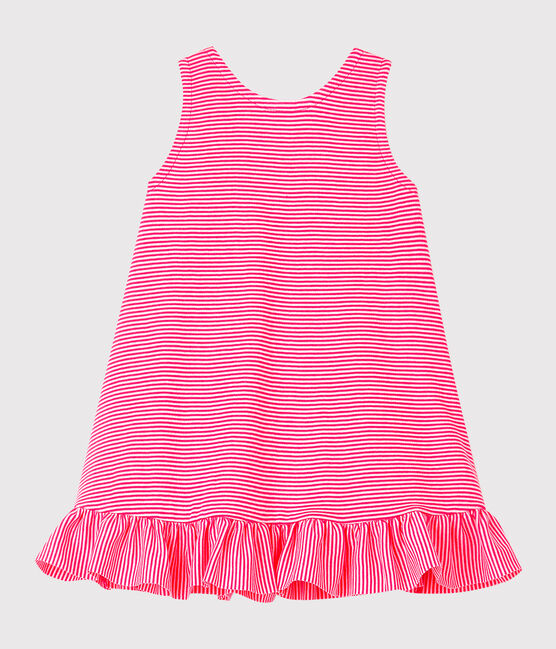 Baby girl's sleeveless knit dress GEISHA pink/MARSHMALLOW white