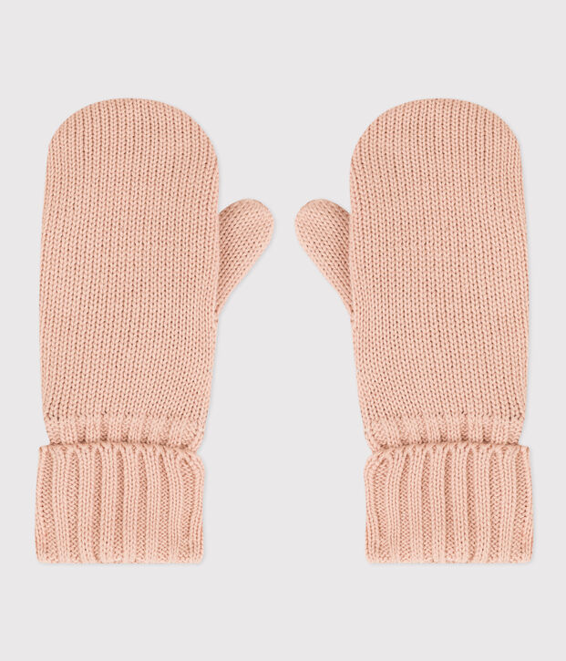 Unisex Fleece-Lined Knitted Mittens pink