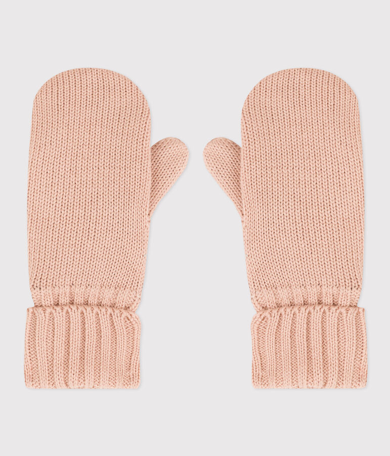 Unisex Fleece-Lined Knitted Mittens pink