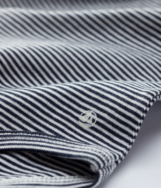 Baby Girls' Cotton Bodysuit with Peter Pan Collar blue/white