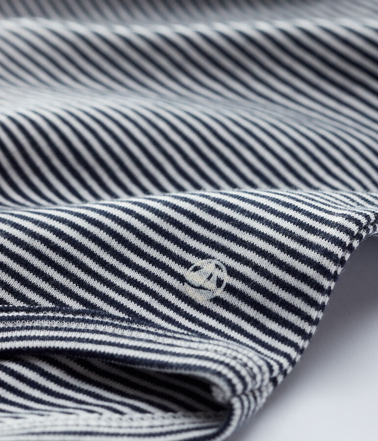 Baby Girls' Cotton Bodysuit with Peter Pan Collar blue/white