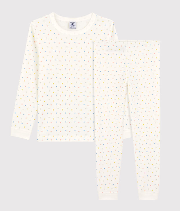 Unisex Multicoloured Star Print Organic Cotton Pyjamas white/multicolor