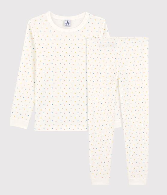 Unisex Multicoloured Star Print Organic Cotton Pyjamas MARSHMALLOW white/MULTICO white
