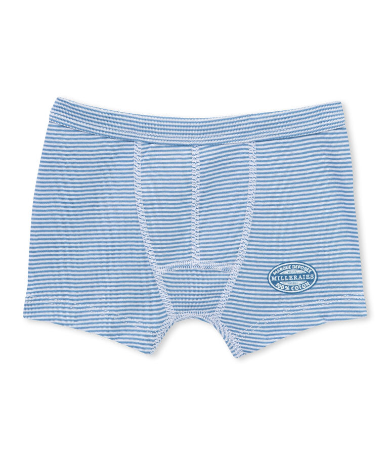 Boy's boxers with milleraies stripes blue/white