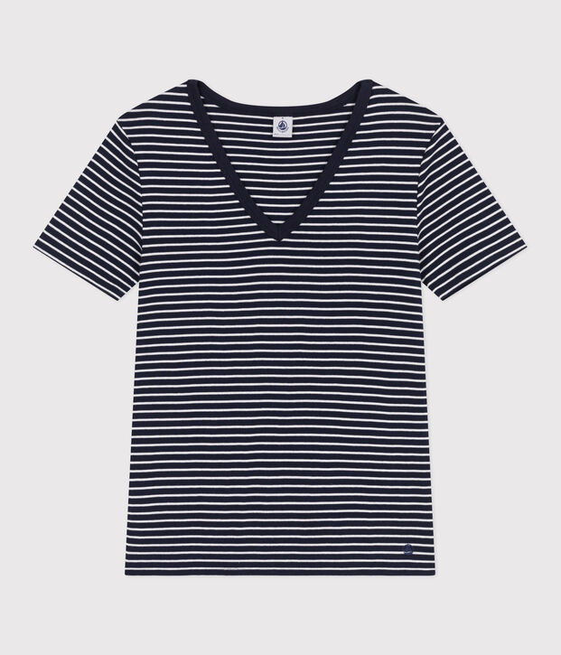 Women's Iconic striped cotton T-Shirt blue/white