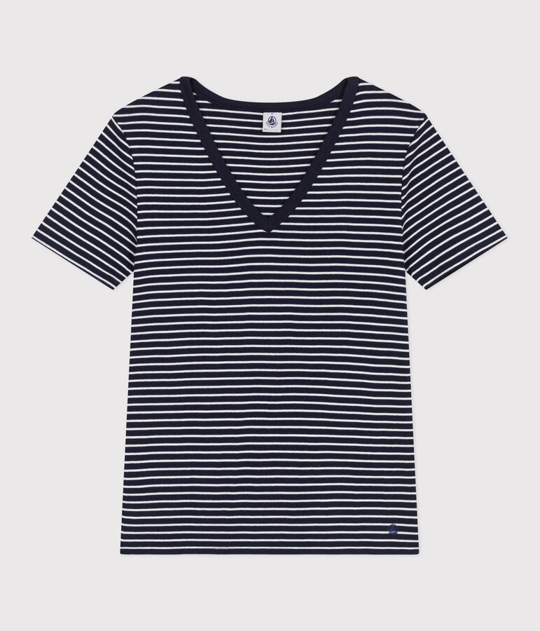 Women's Iconic striped cotton T-Shirt blue/white