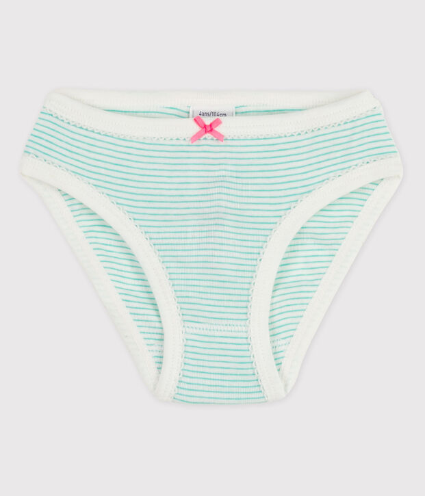 Girls' Cotton Briefs white/green