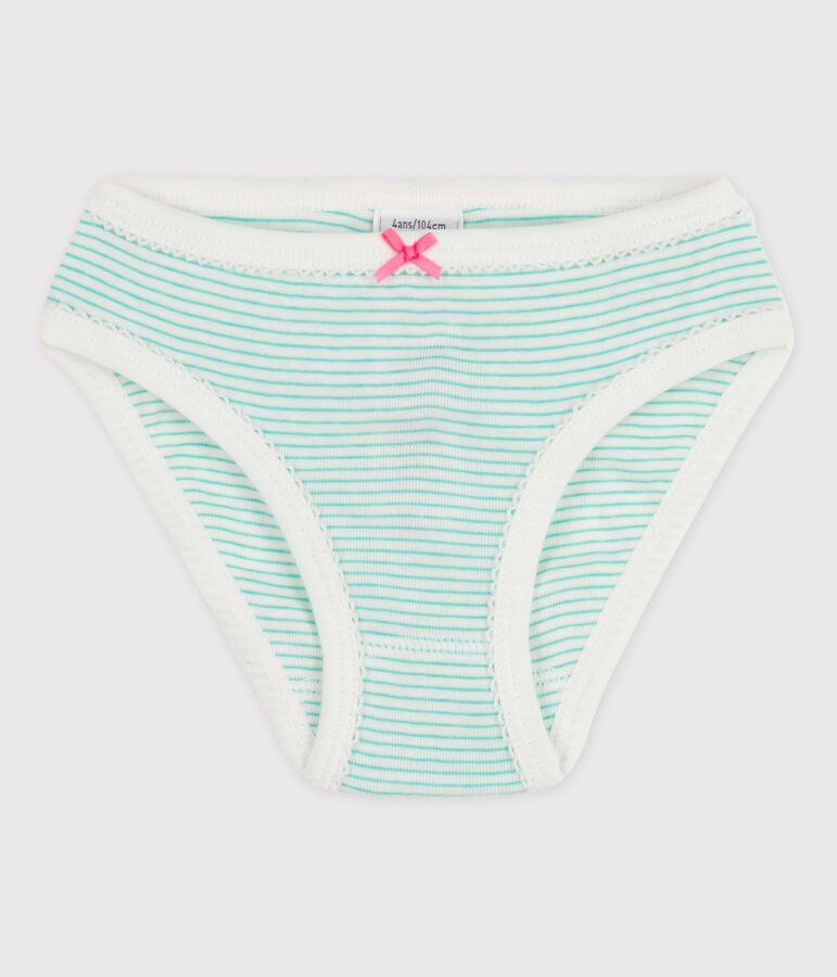 Girls' Cotton Briefs MARSHMALLOW white/ESPERANZA green