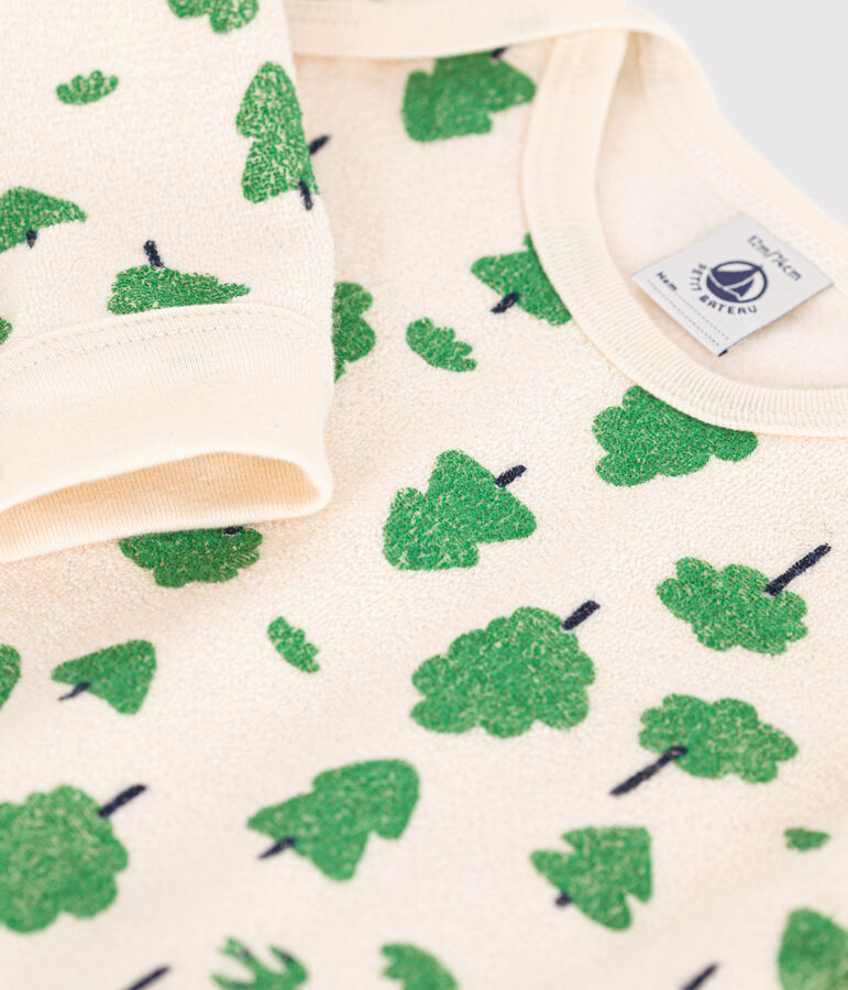 Babies' tree print brushed terry towelling pyjamas AVALANCHE white/MULTICO