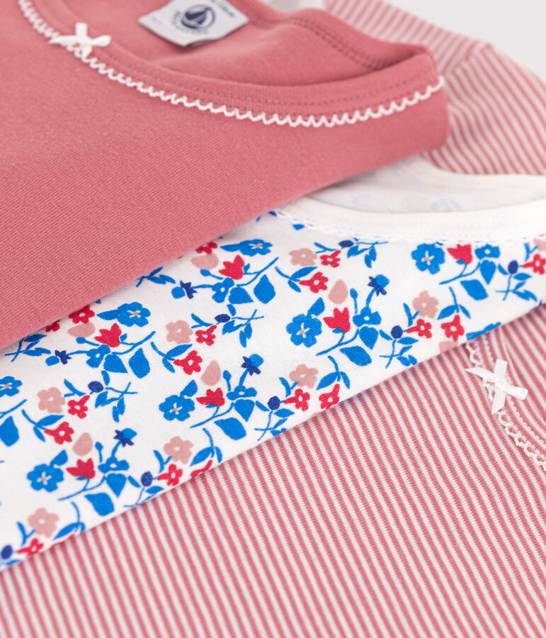 Children's short-sleeved floral cotton T-shirts - 3-Pack multicolor
