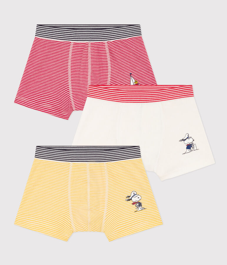 Boys' Cotton Petit Bateau X Snoopy Boxer Shorts - 3-Pack multicolor