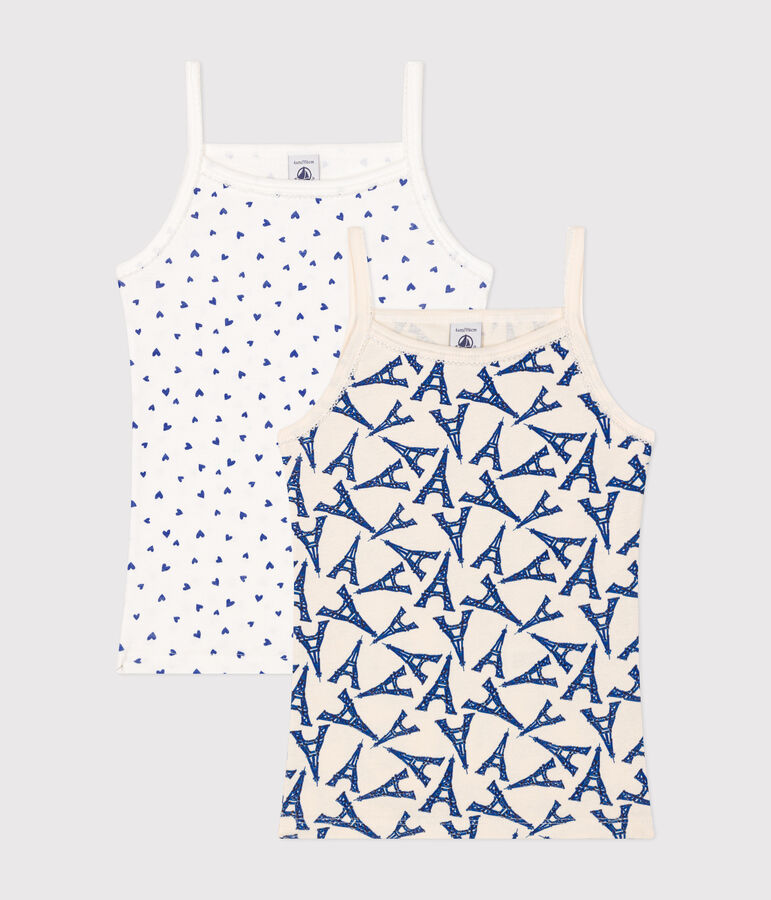 Children's cotton Paris tank tops with fine straps - 2-pack multicolor
