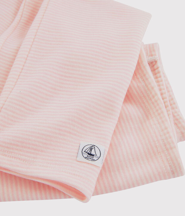 Girls' Pinstriped Wool and Cotton Leggings pink/white